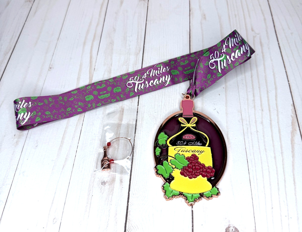 Yes.Fit 50.4 Miles Medal for Tuscany Wine Run w/Wine Glass Charm
